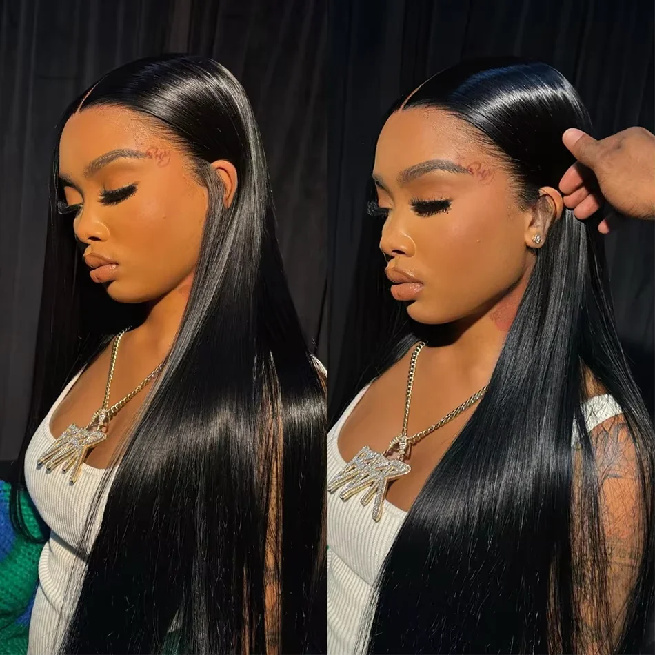 

Натуральные прямые парики из человеческих волос с невидимым ремешком, 360-градусные кружевные фронтальные парики 5x5, безклеевые, с предварительно выщипанными волосами, 13x4 HD кружевные фронтальные парики для женщин