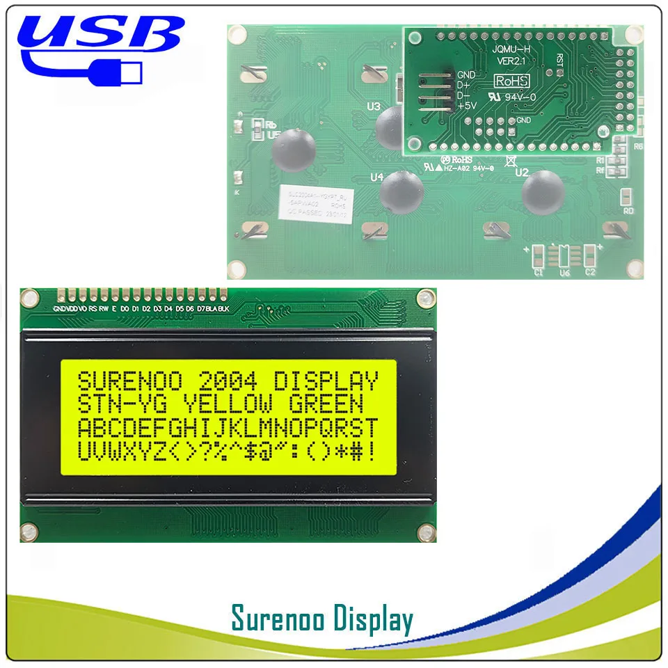 Surenoo LCD2USB USB 204 20X4 2004 Character LCD Module Display Screen Panel sutible LCD Smartie & AIDA64 for DIY PC