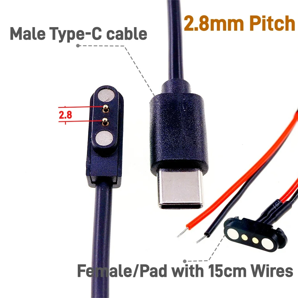 Smart Wristband Male Female Wire 2 3 4 5 Pole USB Type-C DC Charger Connector 2A DC Smart Watch Magnetic Pogo Pin Universal