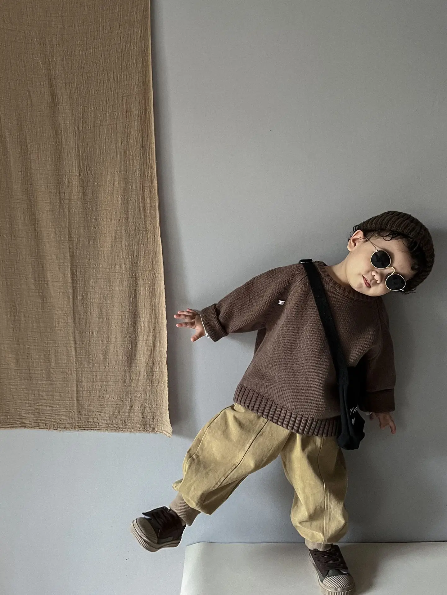 Kids Knitted Sweater Raglan Sleeve Loose Retro Pullover For Boys Girls Baby Spring Autumn Versatile Daily Casual Outdoor Tops