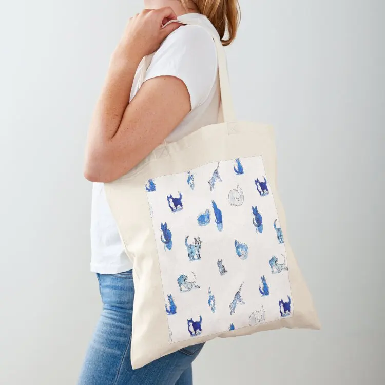 

Blue Cat Pattern Tote Bag Women's tote bag shopper bags for women free delivery bags Custom bag