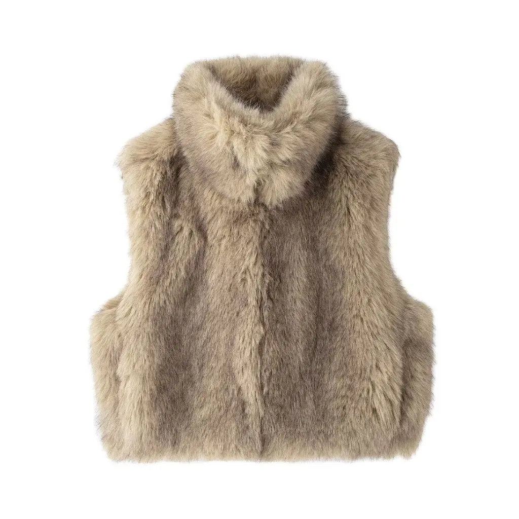 

Eco-friendly Artificial Fur Vest for Women Loose Lapel Short Coat Autumn Winter Fashion European American Style