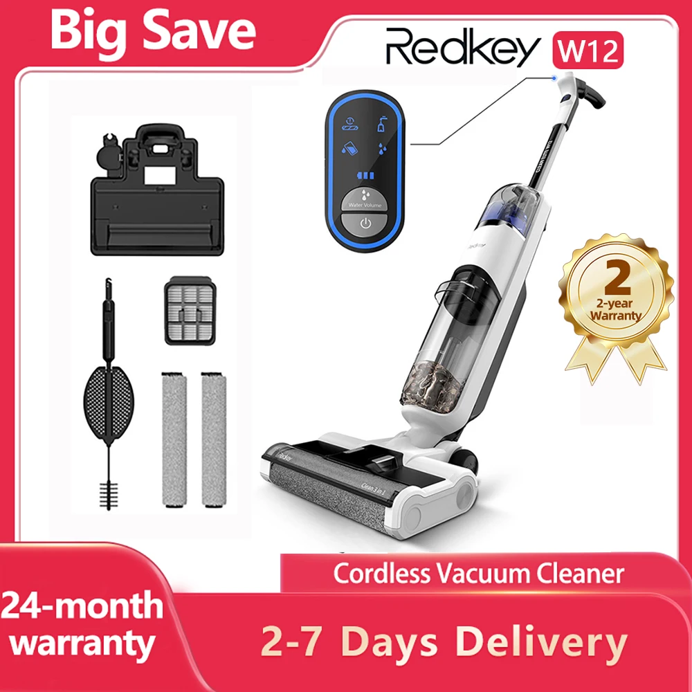 Redkey W12 Wireless Wet Dry Vacuum Cleaner Multi-Surface Smart Cordless Mop Floor Washer Handheld Household Self-Cleaning