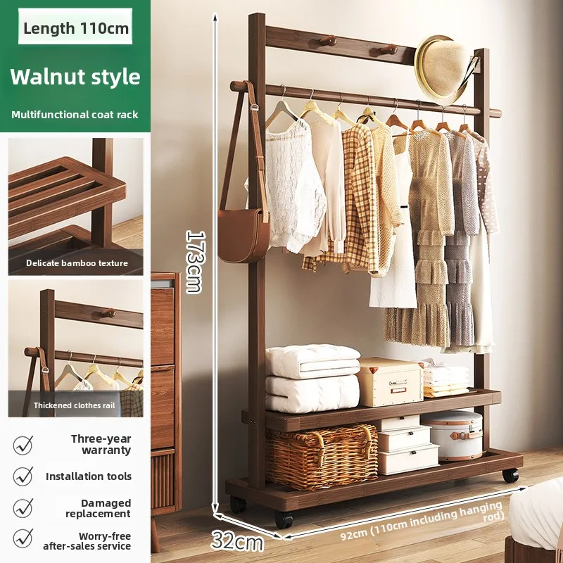 

Stable Hanging hanger Floor-to-ceiling bedroom coat rack Movable drying rack coat rack