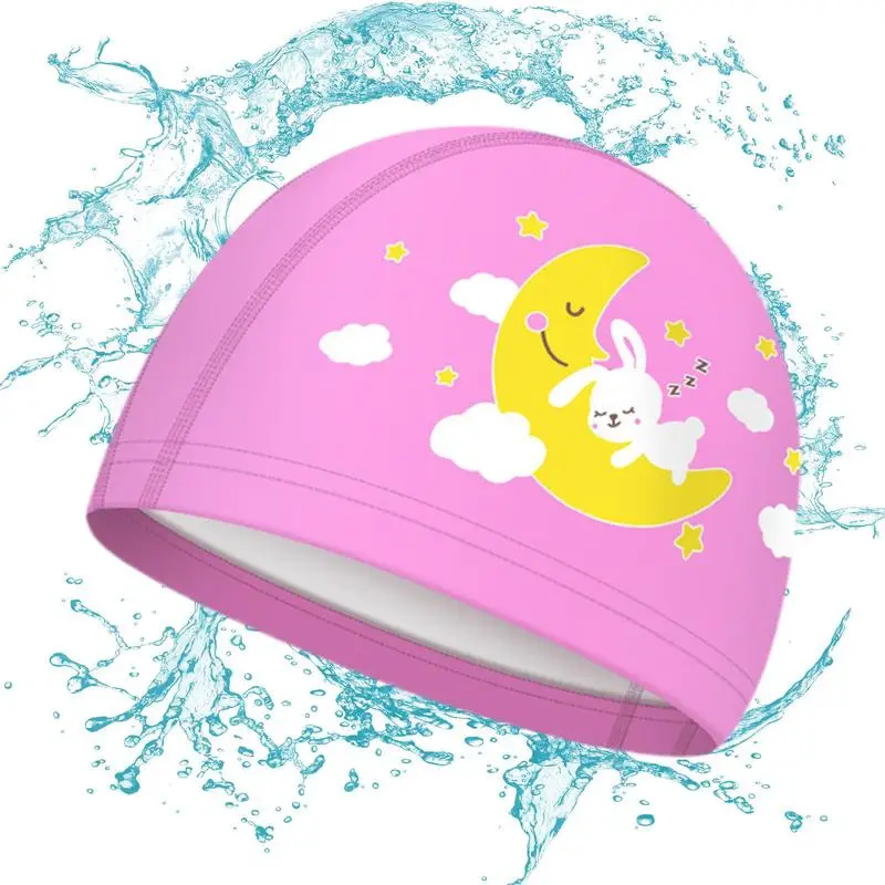 Waterproof Swimming Hat Cartoon Professional Children's Summer Hat Loose Fit Shower Pool Hat For Toddler Child Youth Girls And