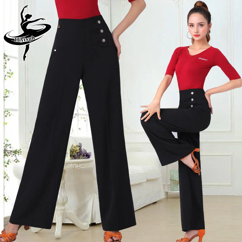 

Women Latin Dance Pants Ballroom Modern Dance Pants Women High Waist Wide Leg Dance Pants Cha-Cha Practice Performance Costume