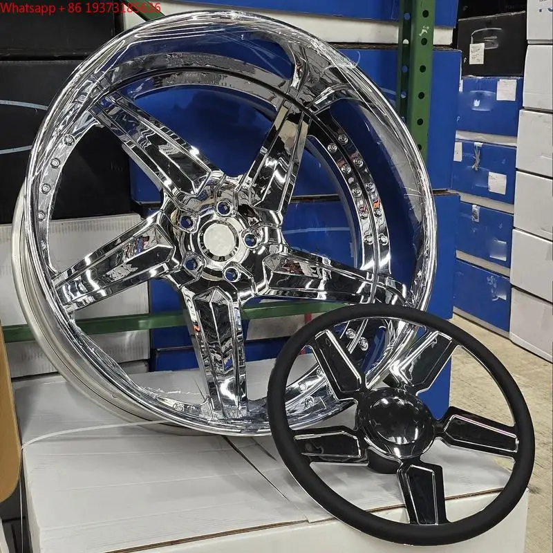 LZT-1149 Custom Chrome Deep Lip Forged Wheels 20 22 24 Inch 5x127 5x120 2 Piece with Steering Wheel for impala SS Reps Wheels