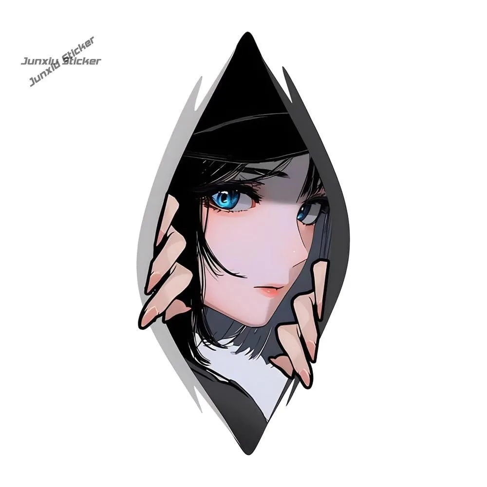 Cartoon Girl Peeking Creative Car Accessories Sticker Vinyl Window Laptop Trunk Rear Window Camper Decal