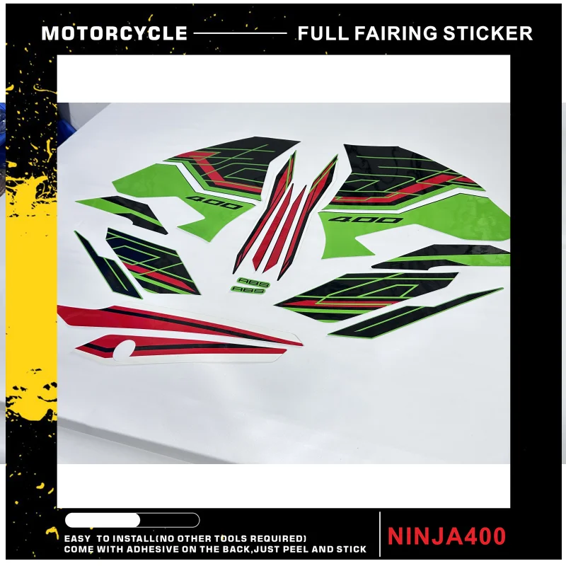 

HMAGSUPERNICE Kit For ninja400 2023year ABS Motorcycle Whole Car Fairing Sticker Decals green&black