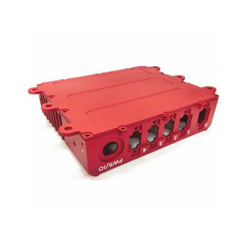 CNC Machining Custom Aluminum Alloy Red Anodized Power Amplifier Heat Dissipation Equipment Shell Electronic Equipment Chassis