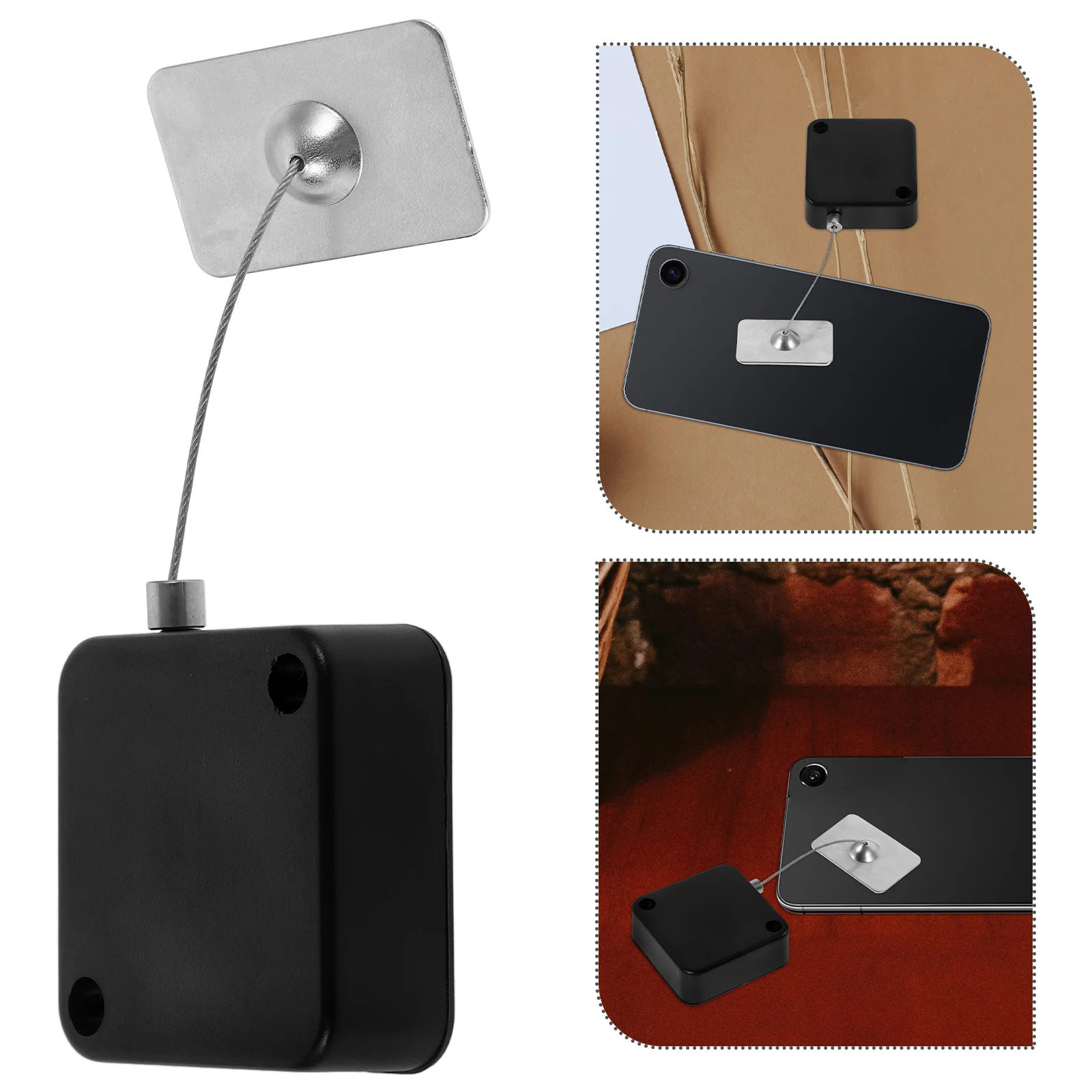 Anti theft Pull Box 1M Wire Rope Retractable Case Lock Clip Square Iron Cap for Digital Equipment Loss Prevention in