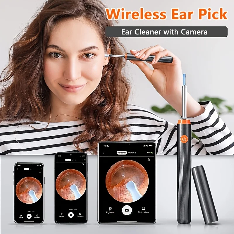 Entfernung von Ohrenschmalz, Ohrkamera, Kamera zum Entfernen von Ohrenschmalz mit 1080P, Otoskop mit Licht, Ohrenschmalz-Entfernungsset mit 6 Ohrstöpsel, E