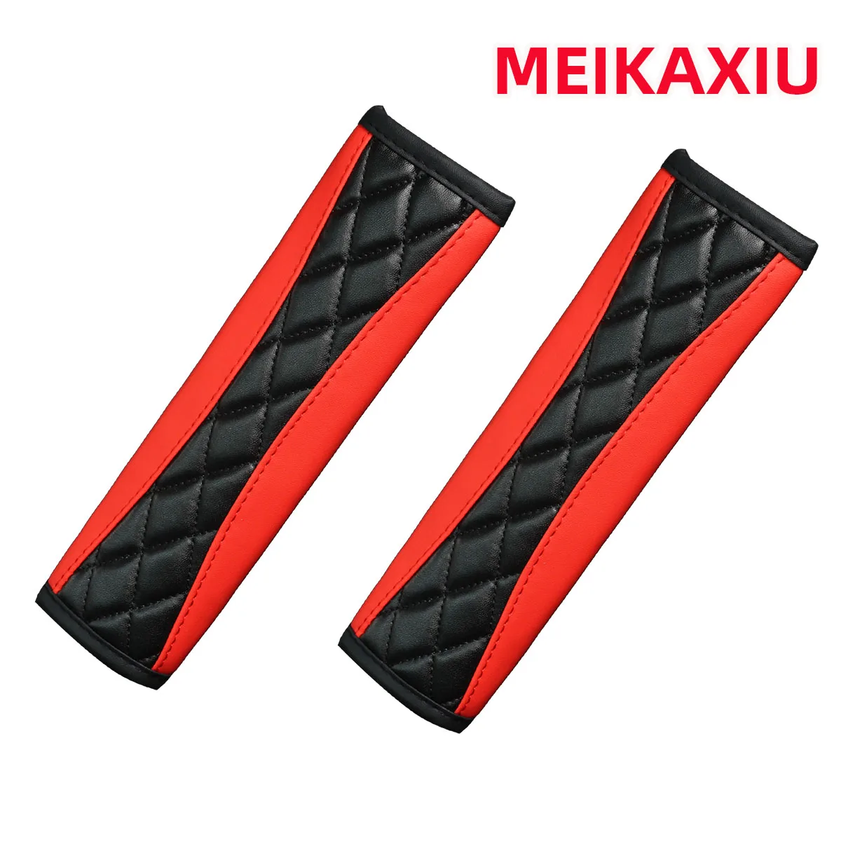 2 Plaid Embroidered PU Imitation Sheepskin Comfortable Soft New Car Seat Belt Shoulder Cover Automotive Supplies for Men and Wom