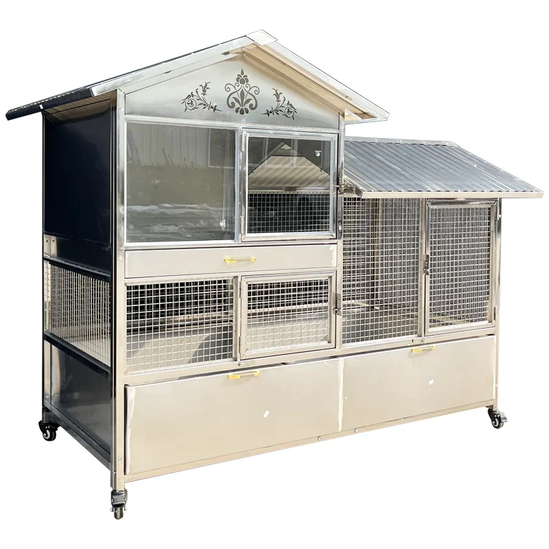 Stainless steel chicken coop household coop balcony odorless breeding cage indoor large chicken cage outdoor