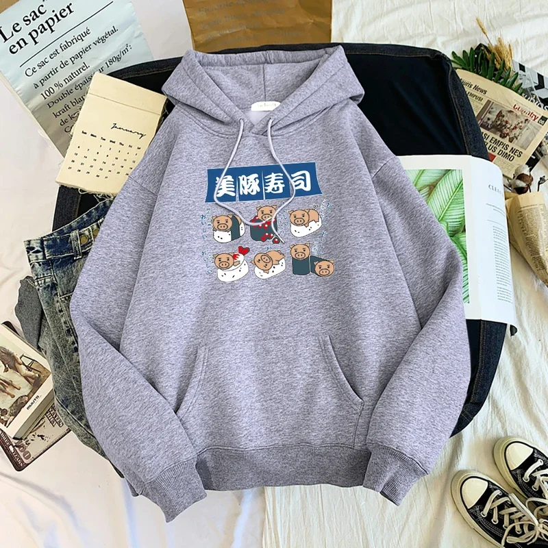 Pork sushi, Cute pig, You Have To Be Strong Hoodies Men Autumn Warm Hoody Oversize Pullover Clothes Casual Pullovers Hoodie