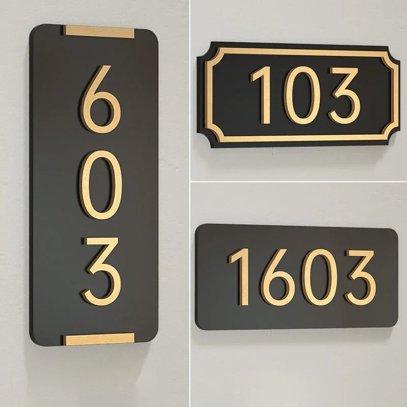 

Personalised Modern House Number Outdoor Sign Acrylic 3D Door Number Plate Office Hotel Home Room Number Plaque Address Signage