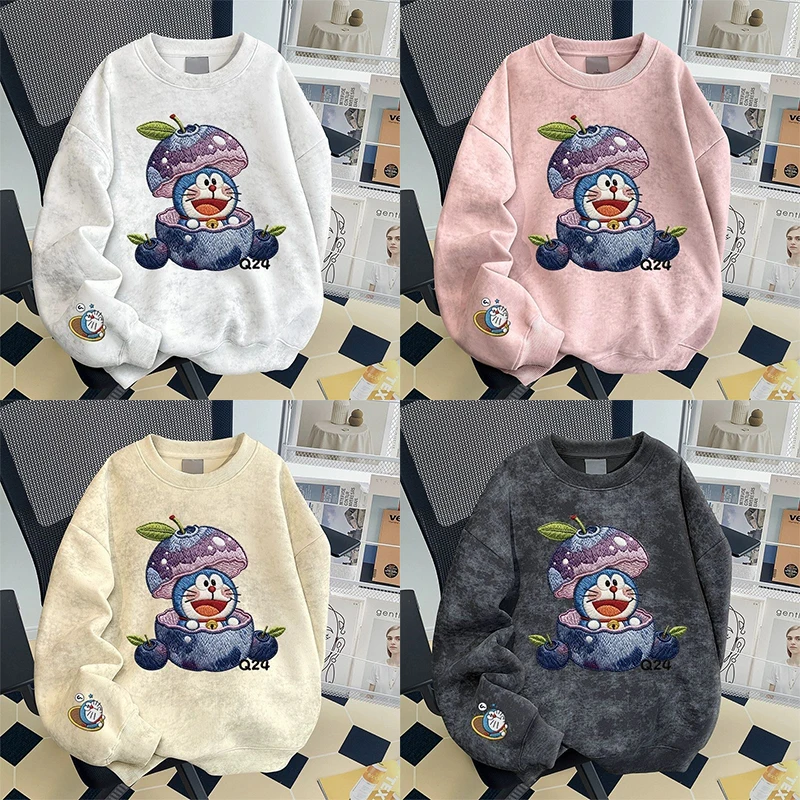 

Doraemon толстовка с круглым вырезом и принтом для пары, персонажи аниме для мужчин и женщин, чтобы согреться, креативная толстовка с капюшоном, подарки