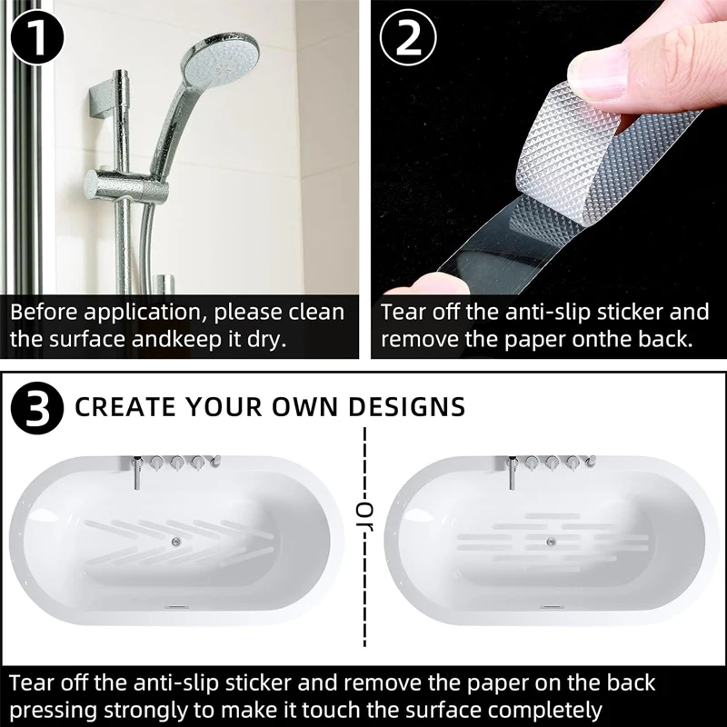 Anti-slip Strips Safety Shower Treads Stickers Bathtub Non Slip Sticker With Scraper  Anti Skid Tape For Shower Tub Steps Floor