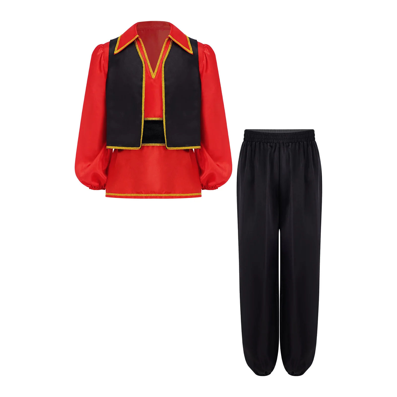 Kids Traditional Ethnic Dance Outfit Boys Flamenco Dance Costume Set for Halloween Party Carnival School Performance Costumes