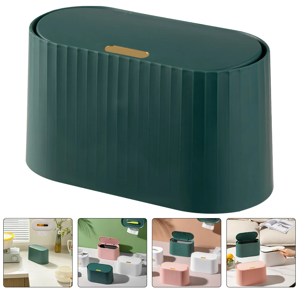 

Press Type Small Desktop Trash Can Lidded Waste Bin Compact Mini Rubbish Holder Table Storage Office Study Garbage Container
