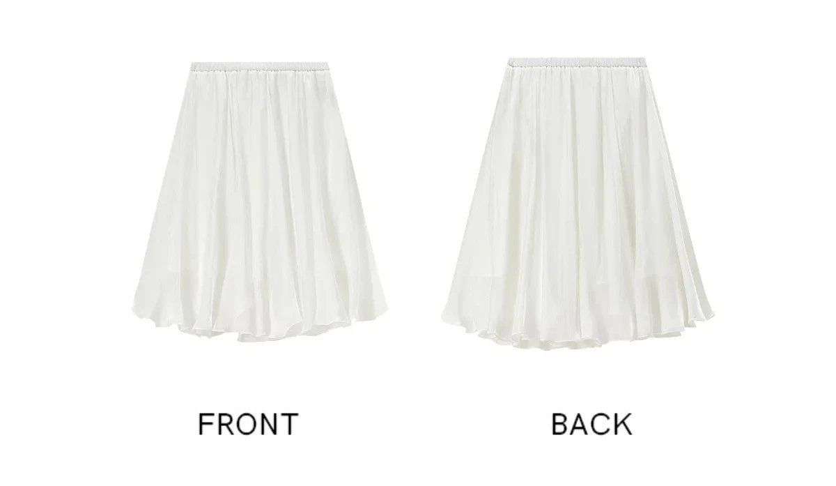 SENTUBILA Weißer Chiffon-Schimmerrock für Damen, Sommer 2026, Eleganter, Elastischer Bund, Unregelmäßiger, Lässiger Schirmrock Q62QG7308 – Detail 34
