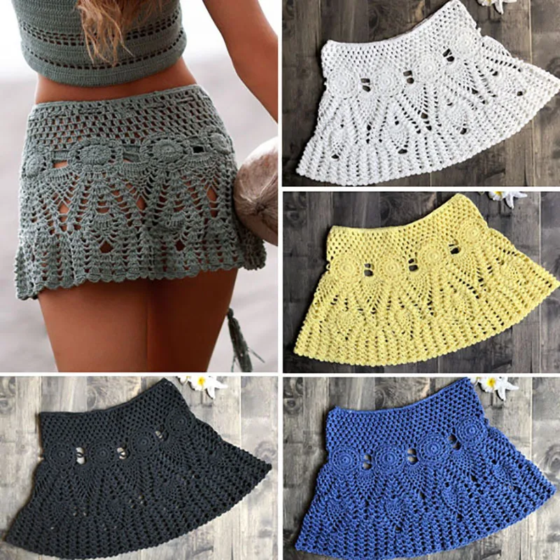 2019 Hot Beach Bikini Wrap Skirt Hand Crocheted Sexy Hollow Ladies A-line Skirt Clever Joker