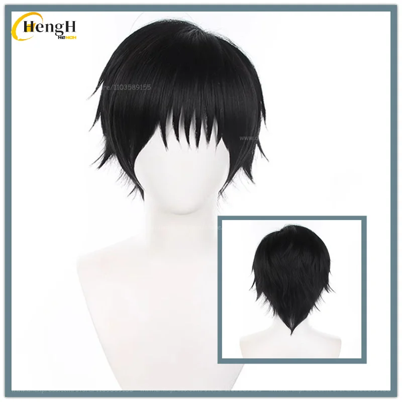 In Stock Fushiguro Toji Synthetic Wig Anime Unisex 30cm Black Cosplay Wig Heat Resistant Hair Halloween Party Wigs +Free Wig Cap