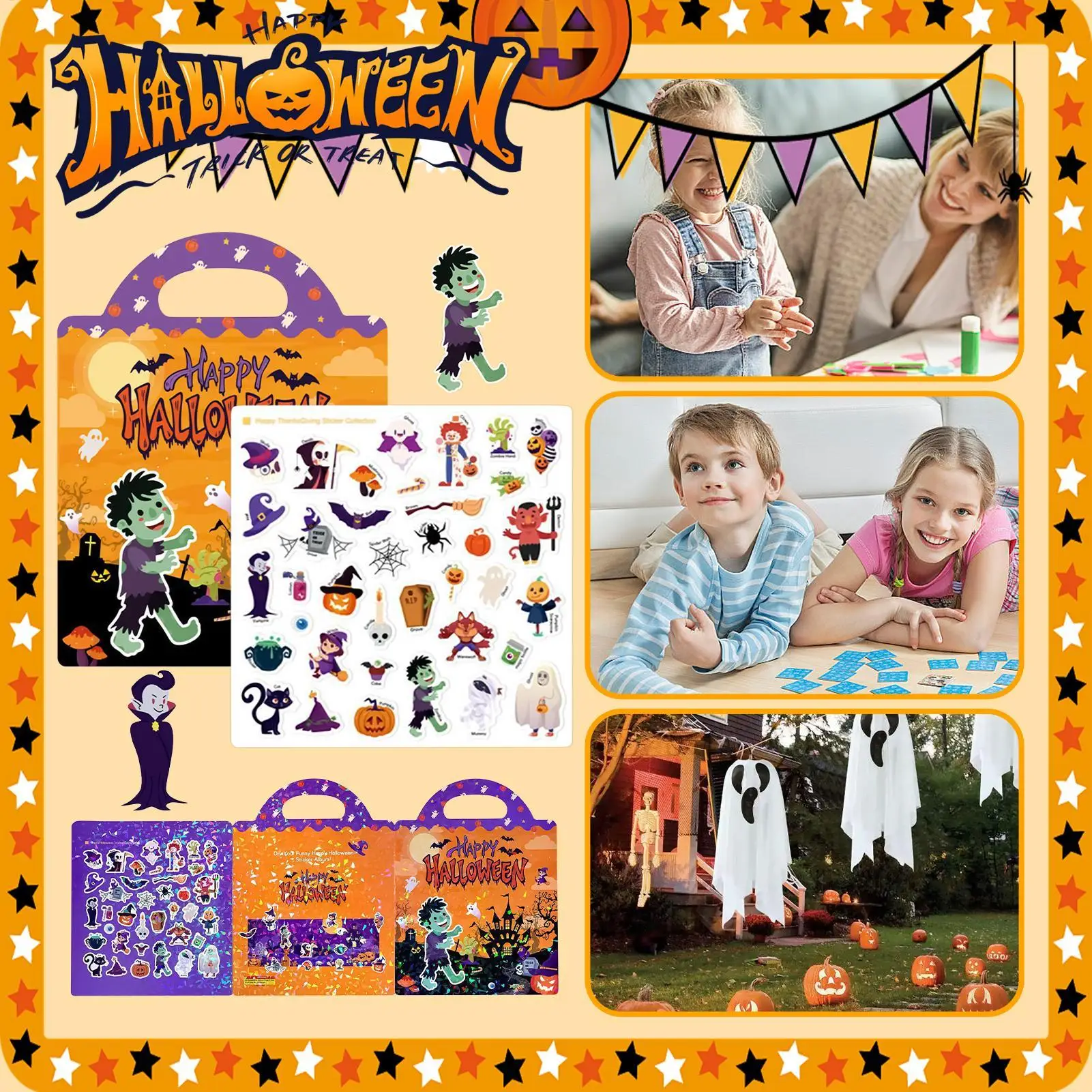 

Книга-наклейка для малышей, жуткие наклейки на Хэллоуин для детей, игрушки, поделки, занятия для детей от 3 до 6 лет, для маленьких девочек, классная поездка в самолете