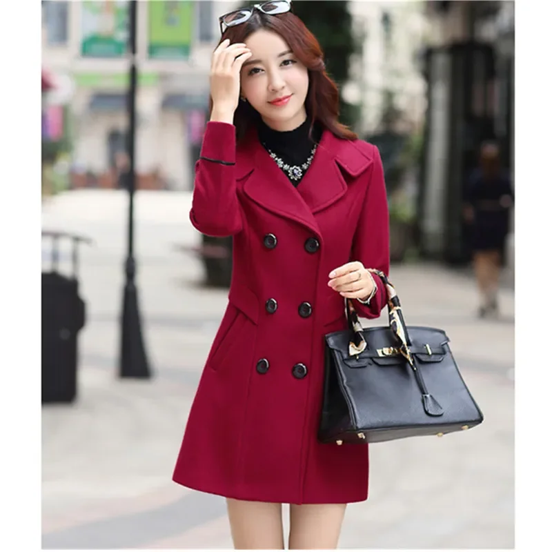 Giacca di lana autunno e inverno abbigliamento donna cappotti di lana di media lunghezza Slim Wild elegante capispalla coreana femminile 3XL