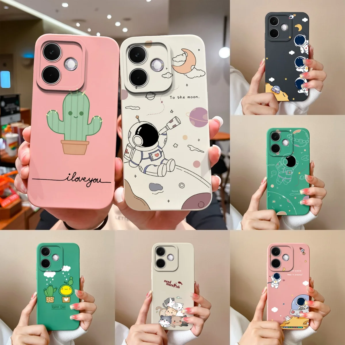 

Чехлы для OPPO A5 Pro A5X, портативный силиконовый чехол с защитой от падения, астронавт, луна, кактус, модная защита для телефона