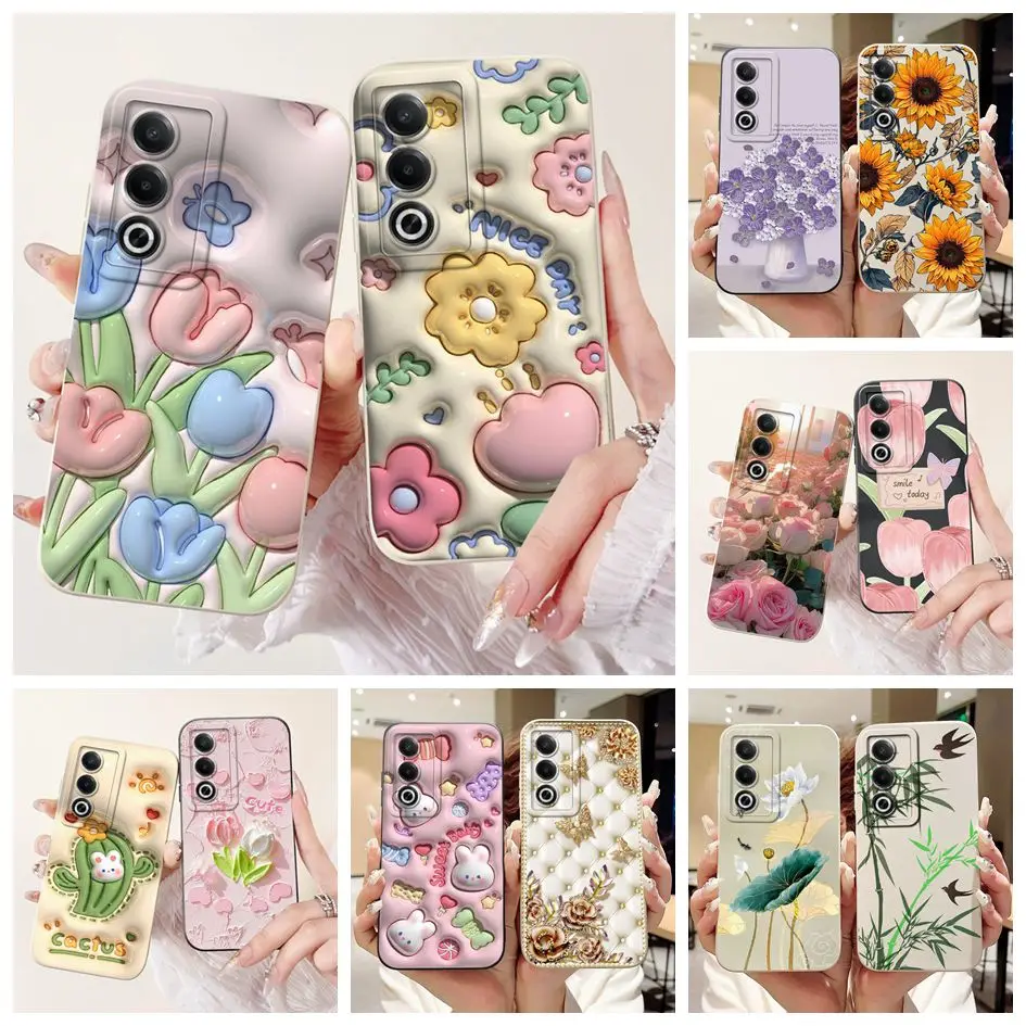 Pour Oppo A80 5G étui CPH2639 housse en silicone Popula fleur Cactus doux mat Funda pour Oppo A3 énergie A3 Pro 5G CPH2665 A3Pro Capa