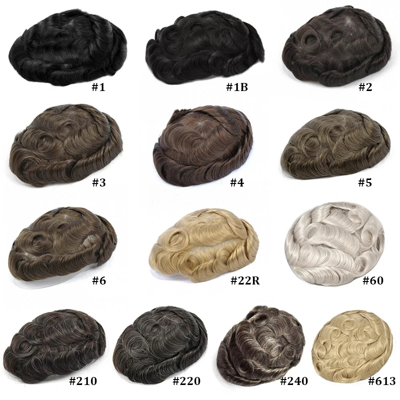 Grey Hair System For Men Human Hair Full Lace Base 7x9 Inch Lace With Pu For Golf Colors 1B 1B90 #7 Leisure Time