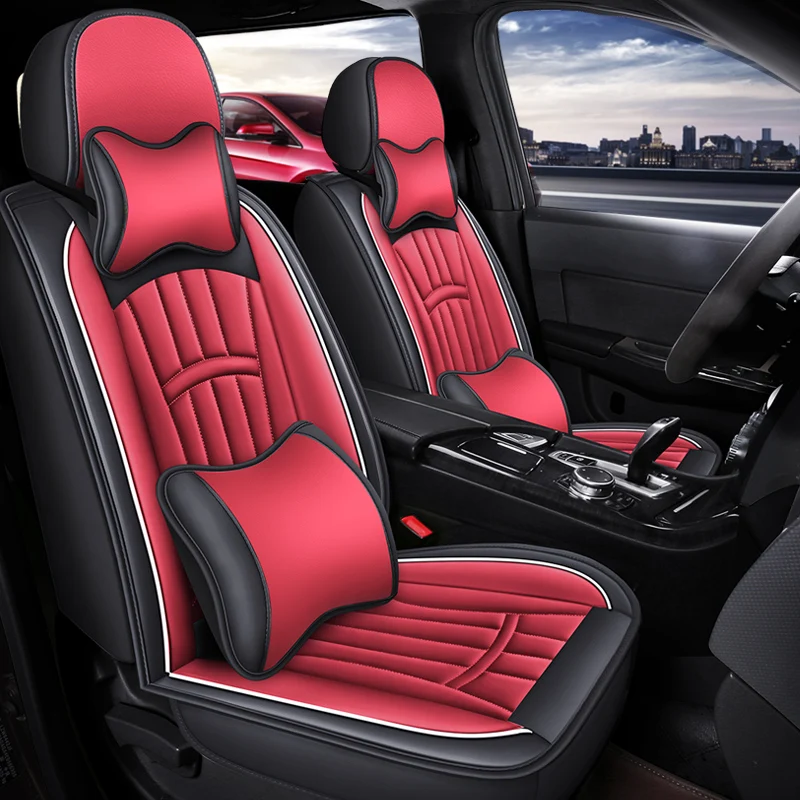 Front Single Seat, Luxurious Pu Leather Full-Cover Car Seat Cover, Universal, Comfortable, Breathable, Wear-Resistant, Suitable for All Seasons, Fits the Seat, with 3D Wing Support, Paired with Comfortable Headrest and Lumbar Support, Enhances Driving Experience, Features a Storage Pocket, Convenient Storage, Multi-Layer Composite Material, Available in 4 Colors, Suitable for Sedans, Suvs, Trucks and Other Vehicle Types