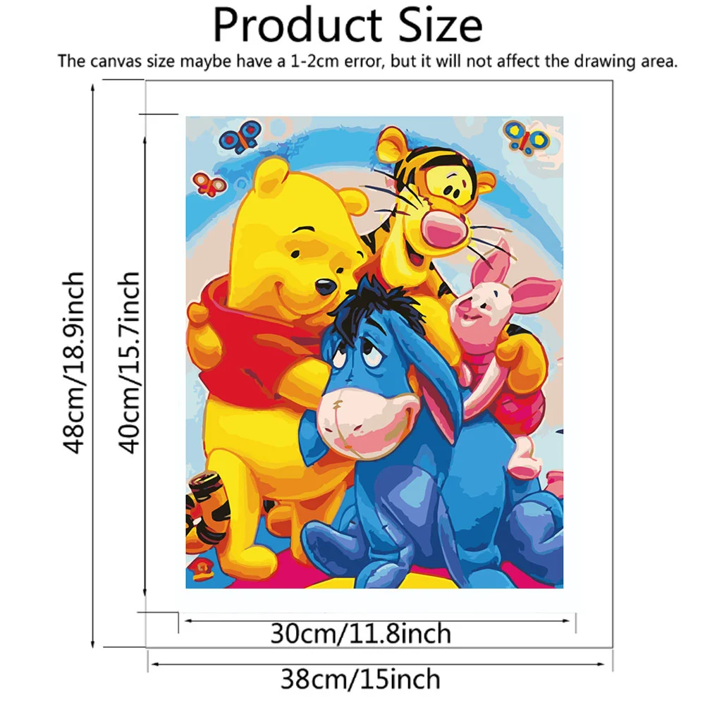 Disney Cartoon Coling By Numbers Winnie The Pooh Kits Oil Painting By Numbers Eeyore Drawing Tigger Paint Piglet Children's Room