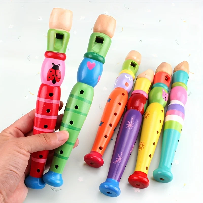 

Wooden cartoon flute suitable for beginners -6-hole harmonica, perfect Christmas gift for music enthusiasts, modern style