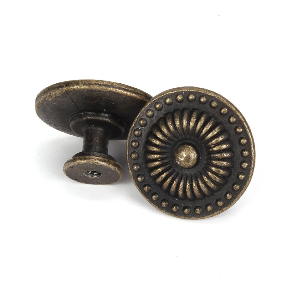 

4Pcs Bronze Pulls Classical Round Design Beautiful Patterns for Kitchen Cabinet Dresser Drawer Cupboard Handles 24mm
