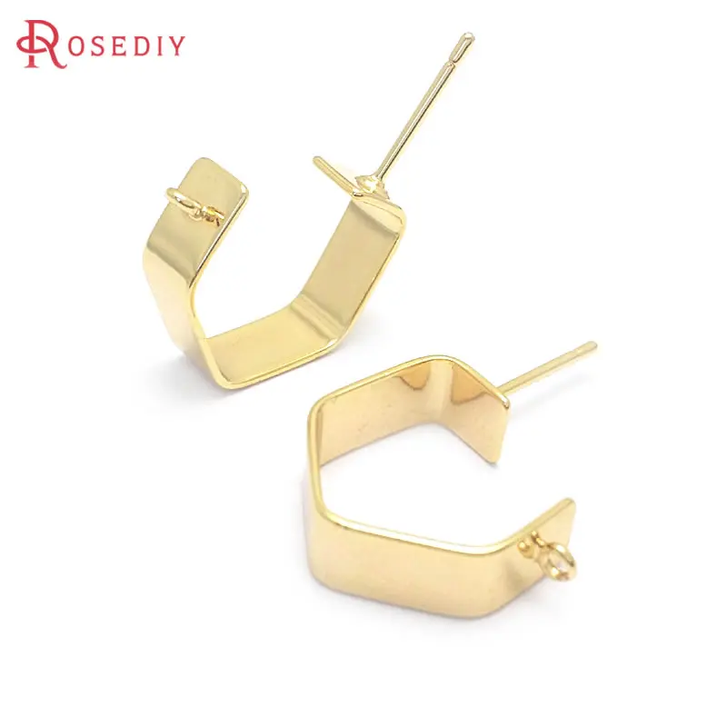 10PCS 18K Gold Color Brass Polygon Stud Earrings Pins Women's Earrings High Quality Diy Accessories Rosediy official-website