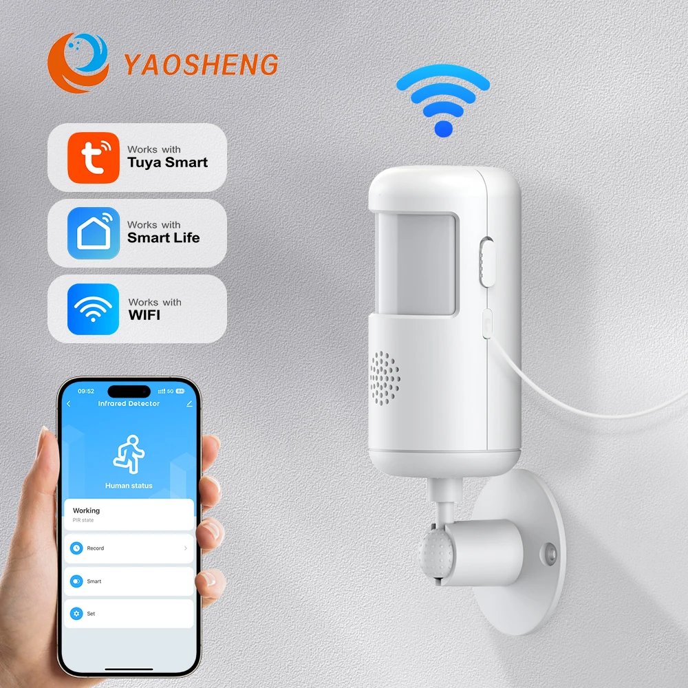 

433MHz PIR Motion AlarmBattery Charging Dual-Mode Compatible Tuya Smart Life App Infrared Sensor for Home Safety protection