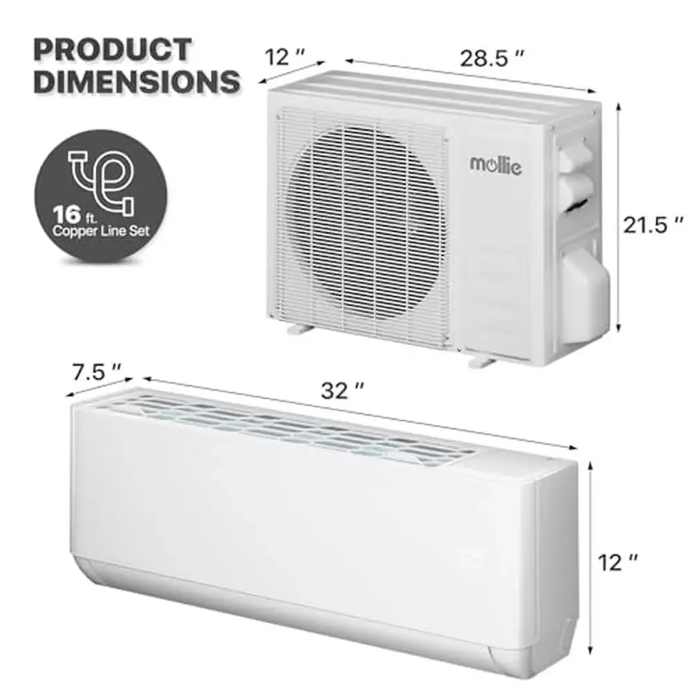 Aire acondicionado dividido de 9000 BTU Wifi 23 SEER2 AC/sistema de calefacción bomba de calor filtro lavable Kits de instalación para interiores y exteriores inteligentes