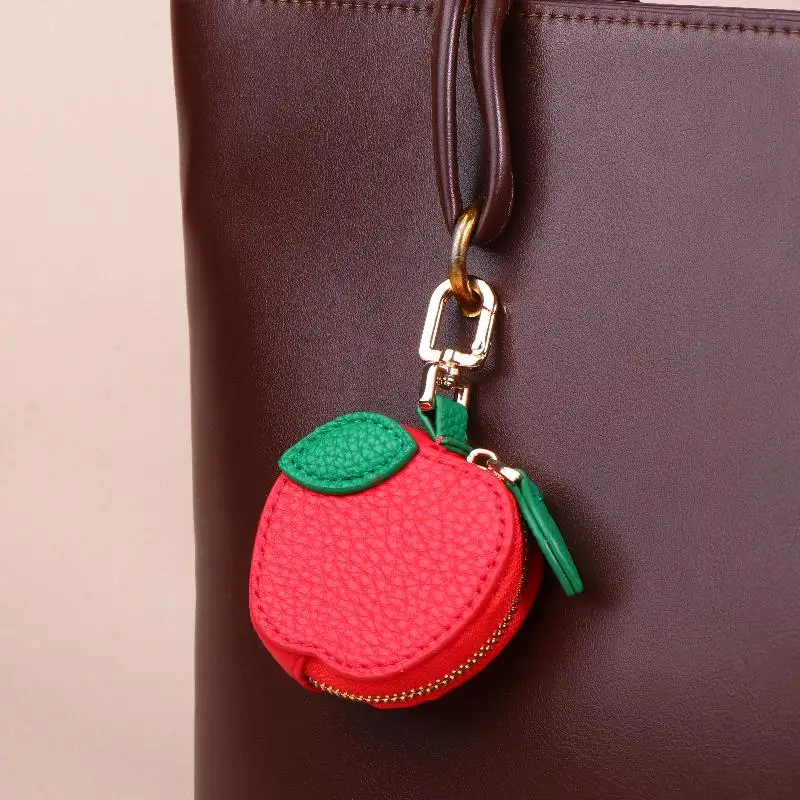 فاكهة الكرز الصغيرة شكل محفظة نسائية للعملات المعدنية الفراولة لطيف بولي Leather قلادة جلدية الكورية نمط المفاتيح سماعة حقيبة حقيبة تخزين صغيرة