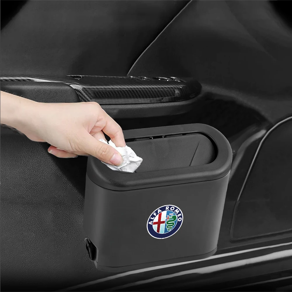 Plastic Car Trash Can Garbage Dustbin Storage Box Auto Accessories For Alfa Romeo Giulietta GT 159 147 156 Mito Brera Giulia F1