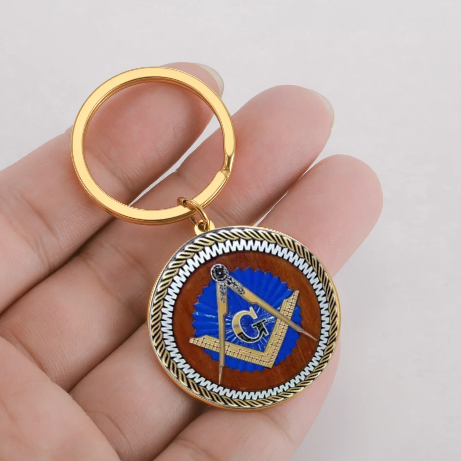 Amaxer Free Mason Custom Freemason Symbol Pendant Keychain for Women Men Retro Charm Masonic Jewelry Gift Accessories - Image 6