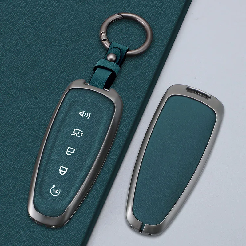 

Car Remote Key Case Cover Holder For Ford Edge Explorer Escape Focus Taurus Flex Zinc Alloy Leather Protection Shell