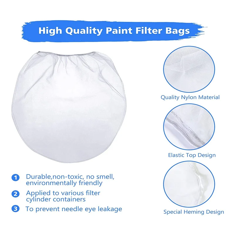 Paint Strainer Bags, 24Pcs 1 Gallon White Fine Mesh Filter Bag, Bucket Elastic Opening Strainer Bags for Paint Gardening