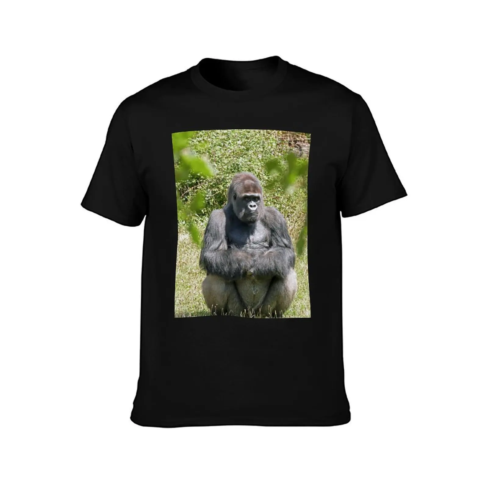 r3047/ Gorille dos argenté finition 2020 par Okaio Créations - Olavia&Olao T-Shirt, Summer Casual Cotton Tee, Unisex Men Women