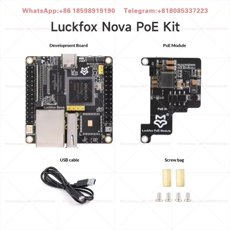 TAO Waveshare Luckfox Nova Micro Development Board, Based On Rockchip RK35068B, 8GB eMMC, Optional for Wireless / PoE Module