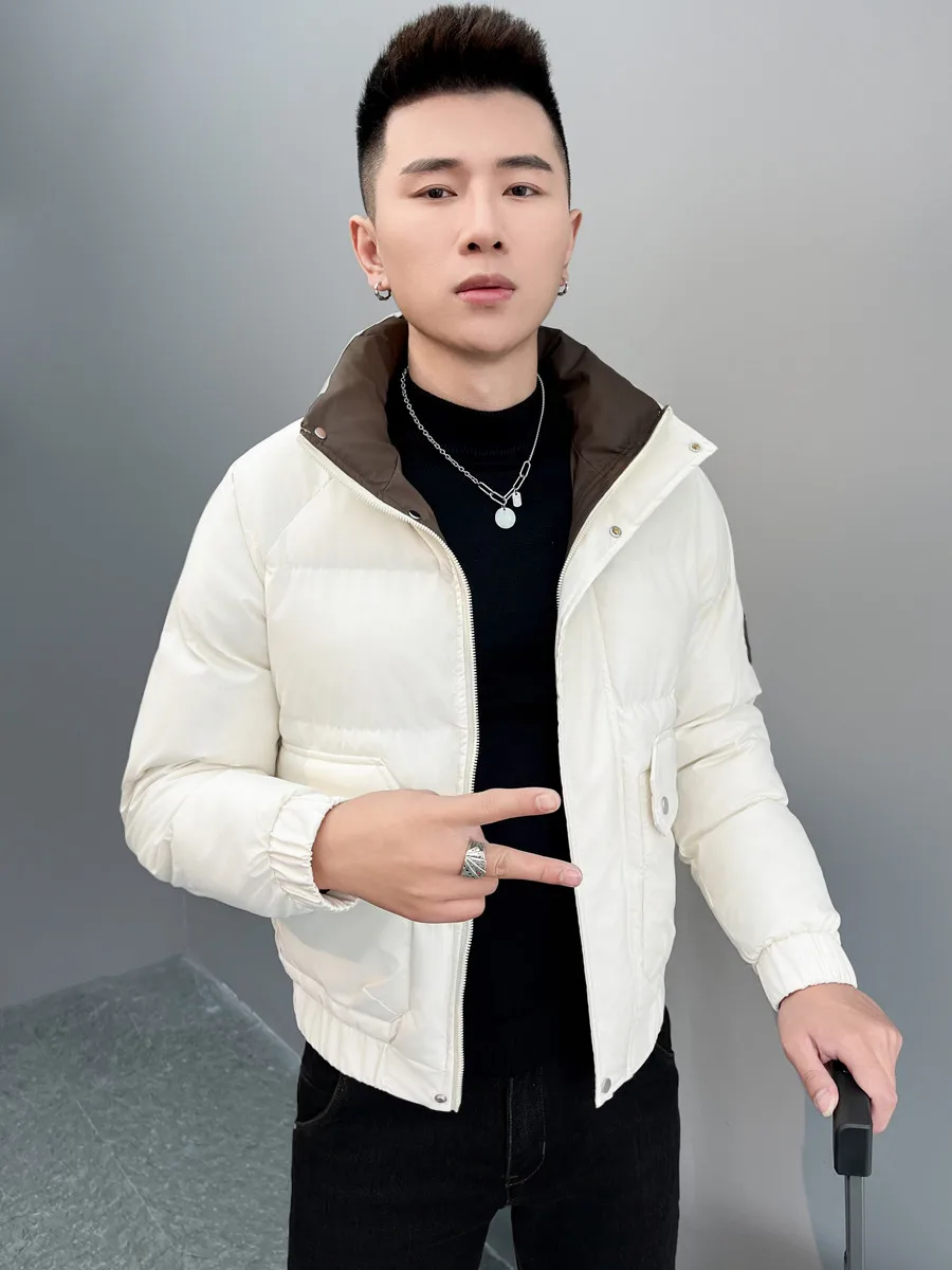 

Мужская утепленная хлопковая куртка Slim Fit с воротником-стойкой, укороченная модель, теплая верхняя одежда, утолщенное зимнее модное брендовое хлопковое пальто