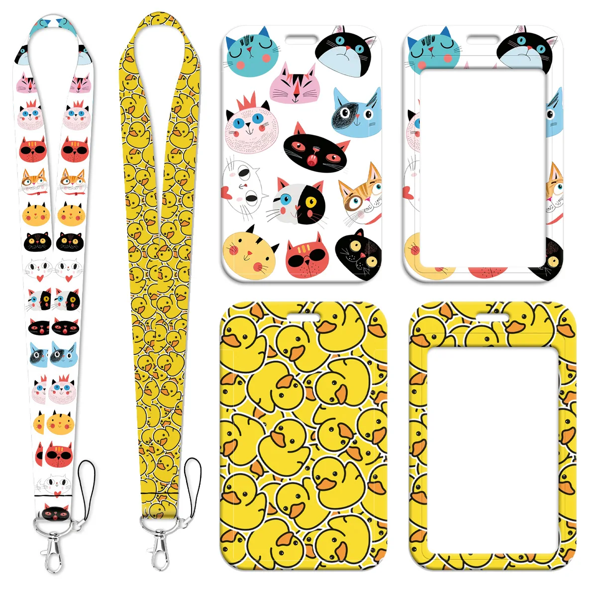 Phone Accessories For Boys - Lustige Katze Kartenhalter Cartoon Ente Lanyard