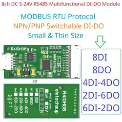 DI-DO Module Digital NPN PNP Input Output Modbus RTU PLC Remote IO Expansion Board DC 5V 12V 24V mini 8CH RS485 Multifunctional