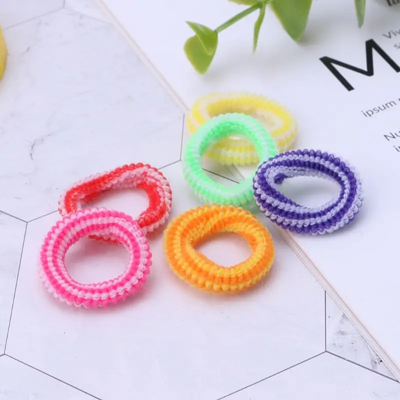 100 Pcs/Set Hair Band Girls Ponytail Kids Children Rope 1.5cm Newborn Infants Headband Headwear Candy Color